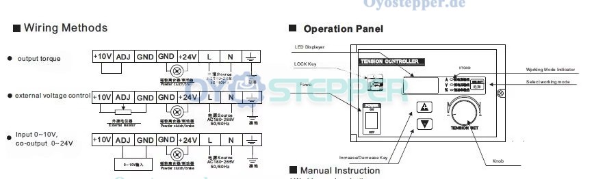 KTC800A Manueller Magnetpulver-Zugkraftregler 0&ndash;24V 4A f&uuml;r Magnetpulverbremsen/Magnetpulverkupplung